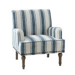 Forli Navy Stripe Farmhouse Nailhead Accent Armchair 7 Forli Navy Stripe Farmhouse Nailhead Accent Armchair