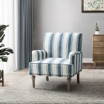 Forli Navy Stripe Farmhouse Nailhead Accent Armchair 6 Forli Navy Stripe Farmhouse Nailhead Accent Armchair