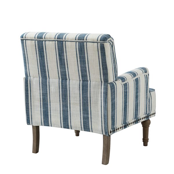 Forli Navy Stripe Farmhouse Nailhead Accent Armchair 2