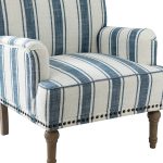 Forli Navy Stripe Farmhouse Nailhead Accent Armchair 10 Forli Navy Stripe Farmhouse Nailhead Accent Armchair