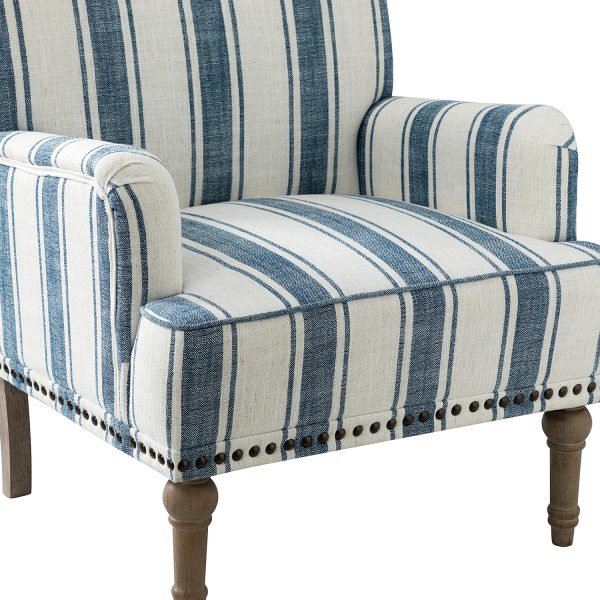 Forli Navy Stripe Farmhouse Nailhead Accent Armchair 4