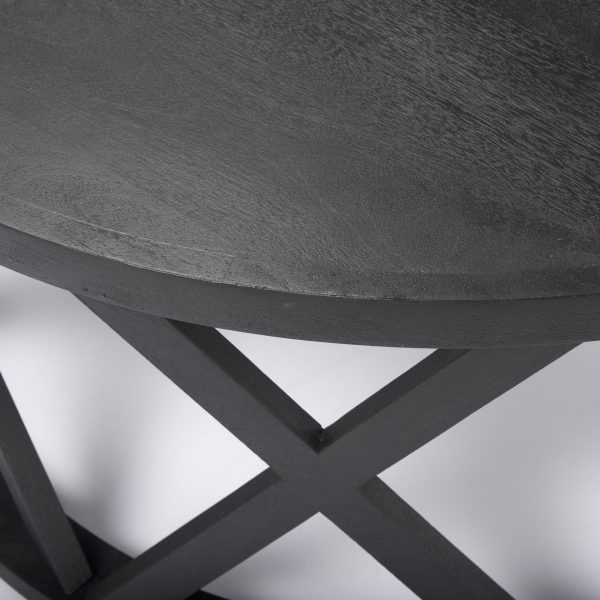 Forsey 28.0L x 45.3W x 18.0H Black Solid Wood Round Coffee Table 5