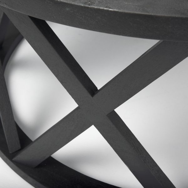 Forsey 28.0L x 45.3W x 18.0H Black Solid Wood Round Coffee Table 6