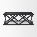 Forsey 48.0L x 28.0W x 17.5H Black Wood Rectangular Coffee Table