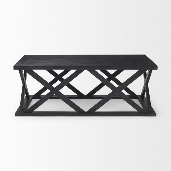 Forsey 48.0L x 28.0W x 17.5H Black Wood Rectangular Coffee Table 2