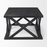Forsey 48.0L x 28.0W x 17.5H Black Wood Rectangular Coffee Table