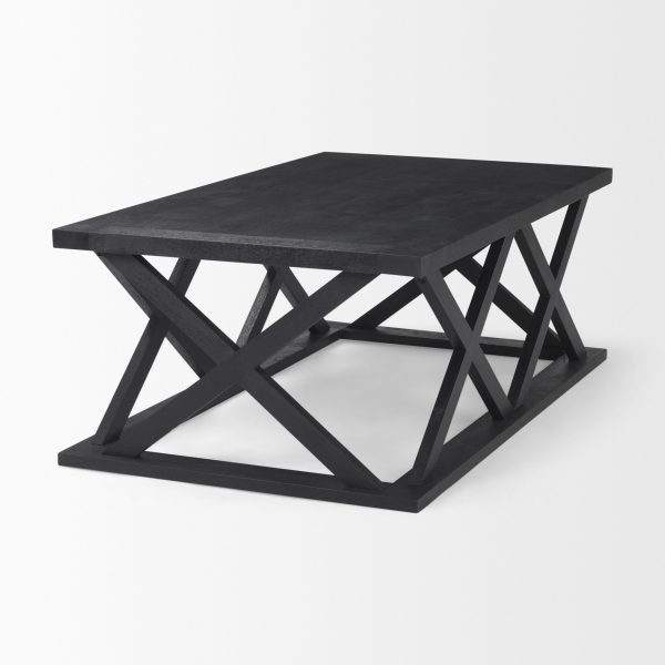 Forsey 48.0L x 28.0W x 17.5H Black Wood Rectangular Coffee Table 4