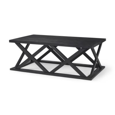 Forsey 48.0L x 28.0W x 17.5H Black Wood Rectangular Coffee Table