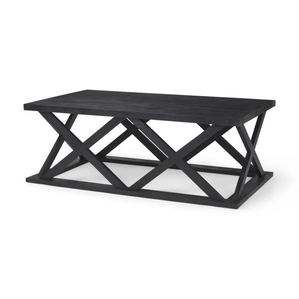 Forsey 48.0L x 28.0W x 17.5H Black Wood Rectangular Coffee Table