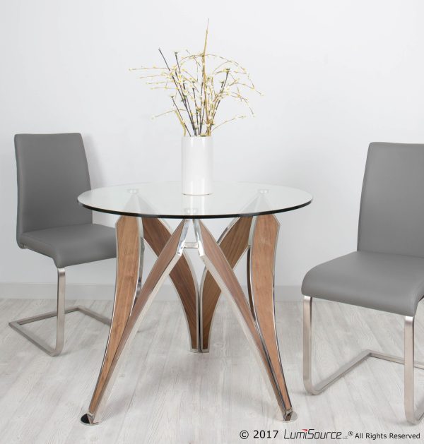 Foster Grey Faux Leather Contemporary Dining Chairs Set of 2 1