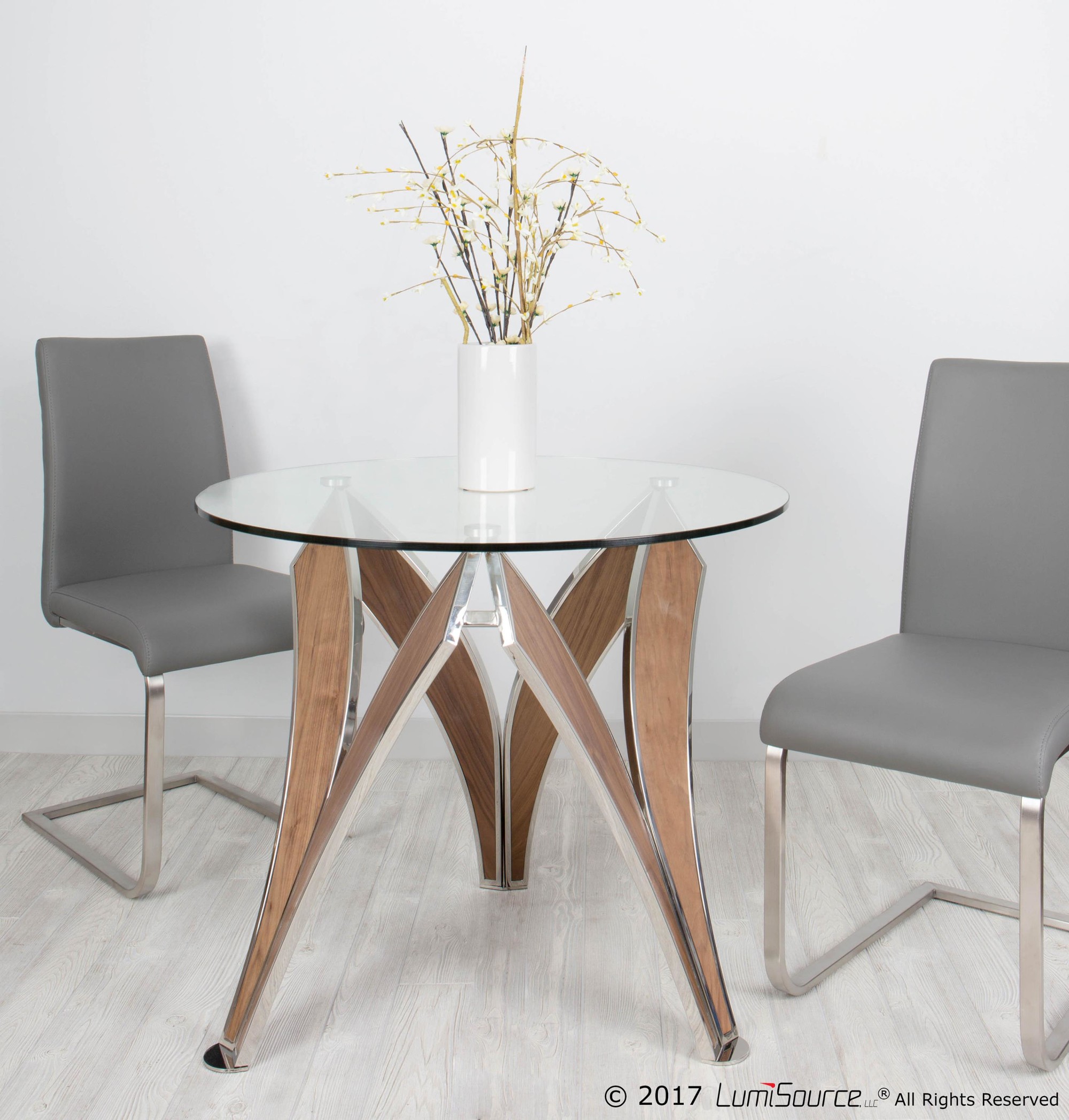 Foster Grey Faux Leather Contemporary Dining Chairs (Set of 2) 2 Foster Grey Faux Leather Contemporary Dining Chairs (Set of 2) - Image 2