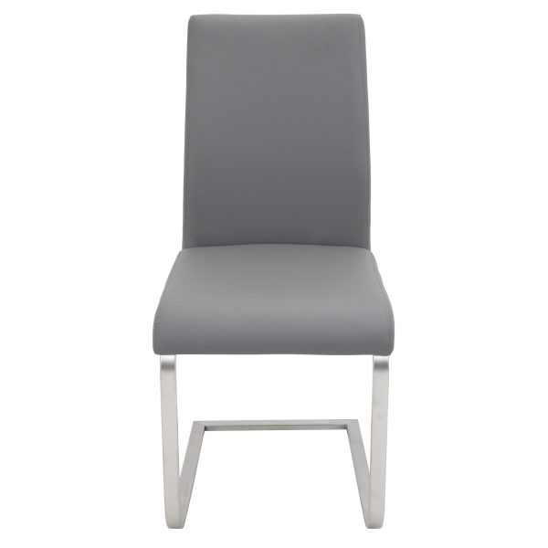 Foster Grey Faux Leather Contemporary Dining Chairs Set of 2 11