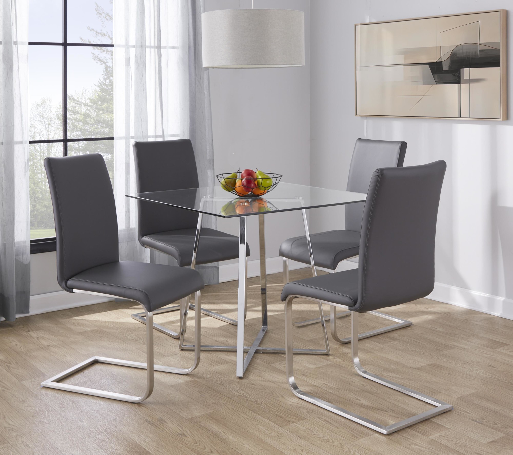 Foster Grey Faux Leather Contemporary Dining Chairs (Set of 2) 6 Foster Grey Faux Leather Contemporary Dining Chairs (Set of 2) - Image 6