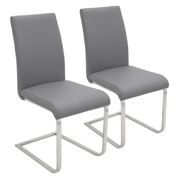 Foster Grey Faux Leather Contemporary Dining Chairs Set of 2 6