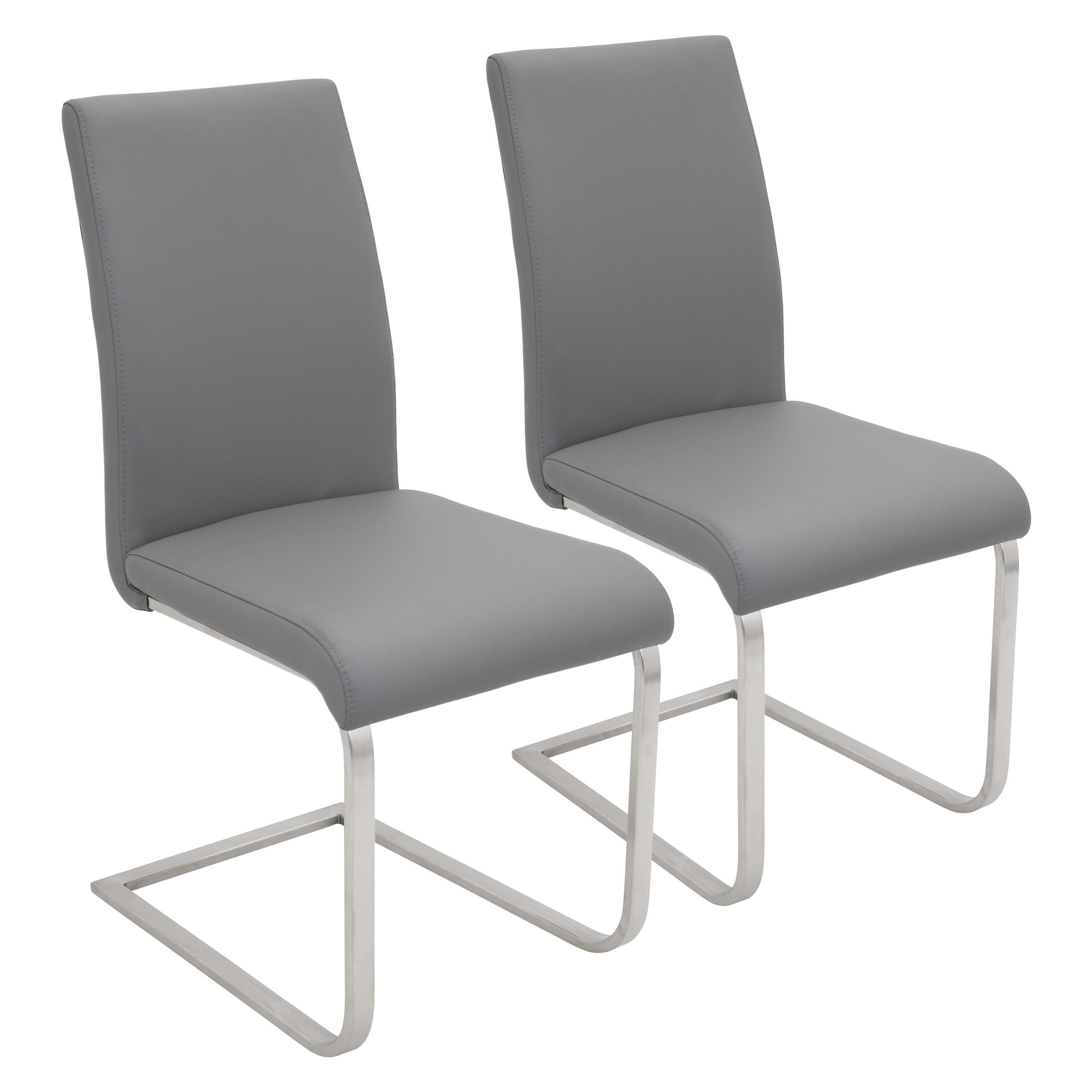 Foster Grey Faux Leather Contemporary Dining Chairs (Set of 2) 7 Foster Grey Faux Leather Contemporary Dining Chairs (Set of 2) - Image 7