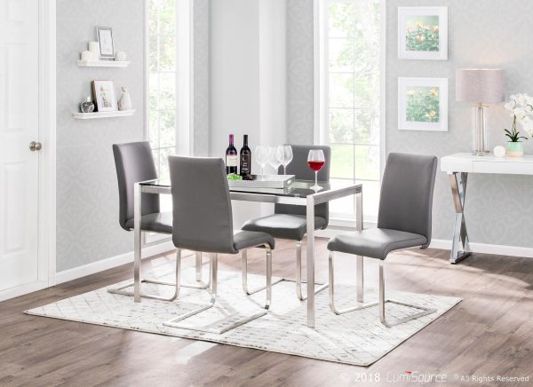 Foster Grey Faux Leather Contemporary Dining Chairs Set of 2
