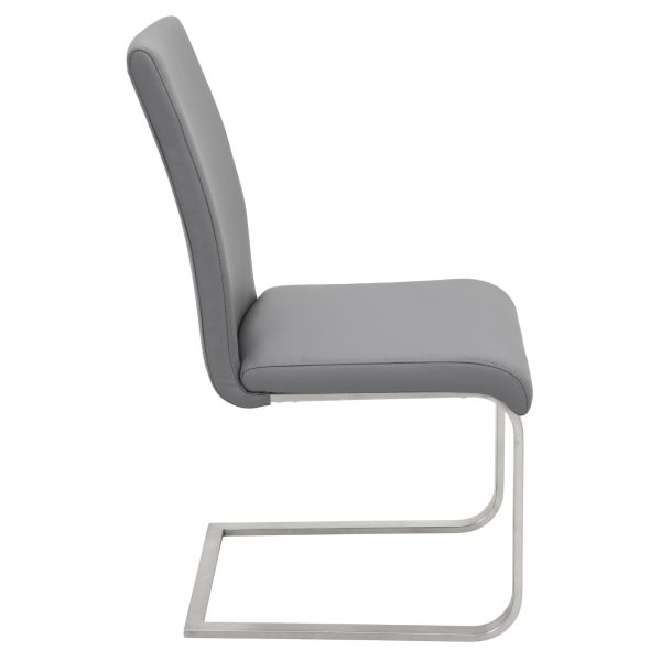 Foster Grey Faux Leather Contemporary Dining Chairs Set of 2 8