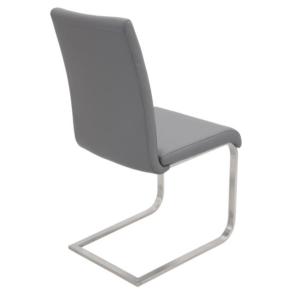Foster Grey Faux Leather Contemporary Dining Chairs Set of 2 9