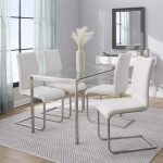 Foster White Faux Leather Contemporary Dining Chairs (Set of 2)