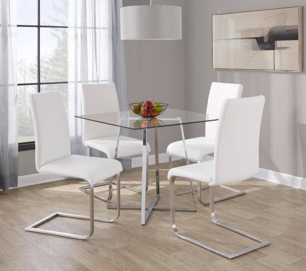 Foster White Faux Leather Contemporary Dining Chairs Set of 2 3