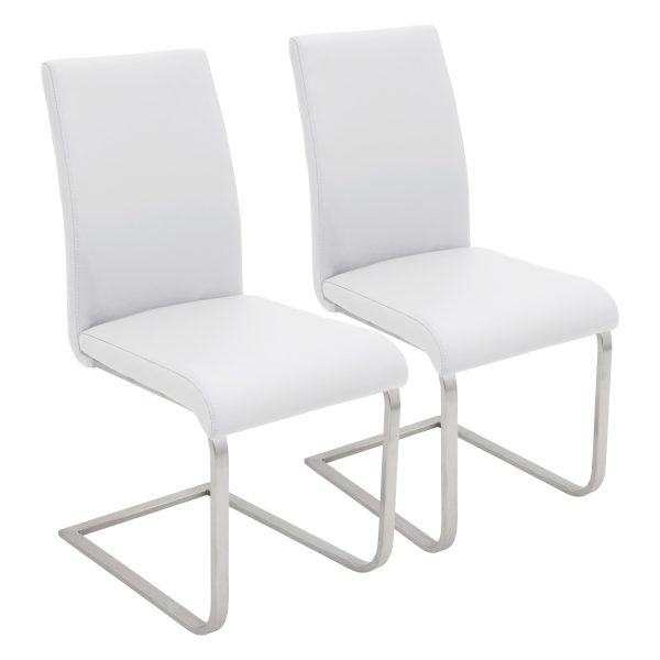 Foster White Faux Leather Contemporary Dining Chairs Set of 2 4