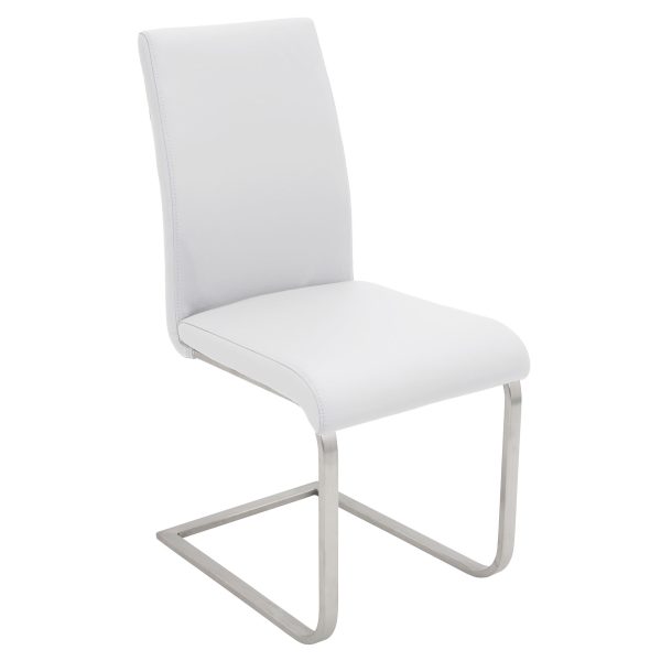 Foster White Faux Leather Contemporary Dining Chairs Set of 2 5