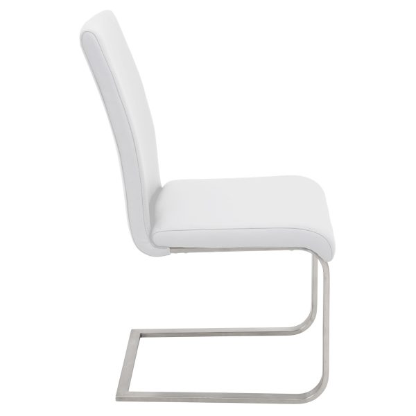 Foster White Faux Leather Contemporary Dining Chairs Set of 2 6