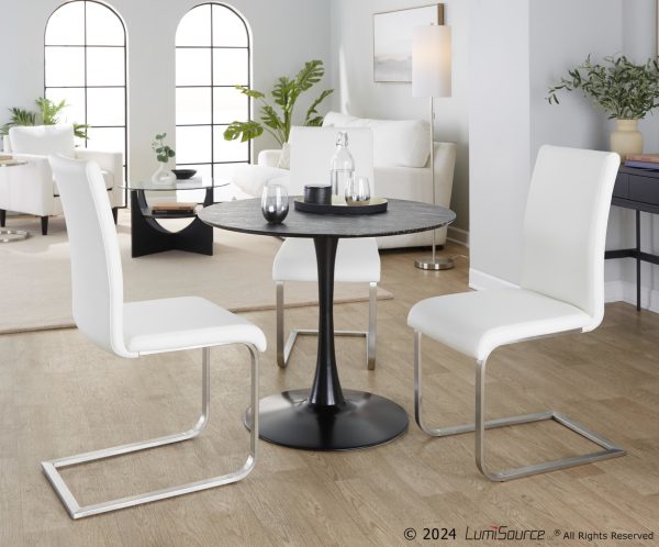 Foster White Faux Leather Contemporary Dining Chairs Set of 2