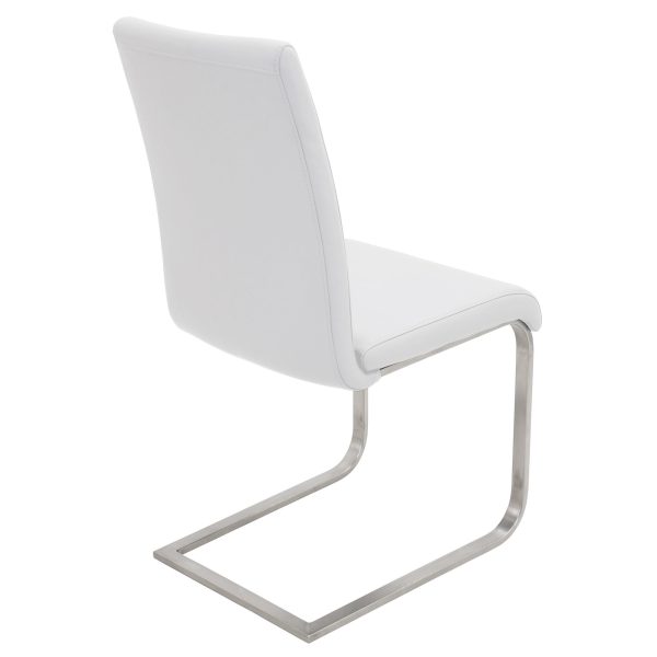 Foster White Faux Leather Contemporary Dining Chairs Set of 2 7