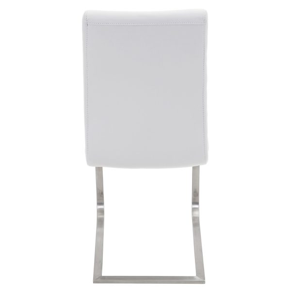 Foster White Faux Leather Contemporary Dining Chairs Set of 2 8