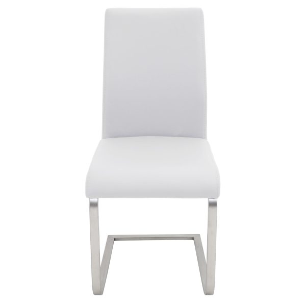 Foster White Faux Leather Contemporary Dining Chairs Set of 2 9