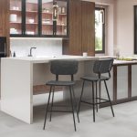 Foundry Black Metal Grey Faux Leather Contemporary Barstool (Set of 2)