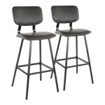 Foundry Black Metal Grey Faux Leather Contemporary Barstool (Set of 2)