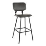 Foundry Black Metal Grey Faux Leather Contemporary Barstool (Set of 2)
