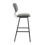 Foundry Black Metal Grey Faux Leather Contemporary Barstool (Set of 2)