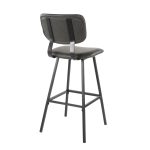 Foundry Black Metal Grey Faux Leather Contemporary Barstool (Set of 2)