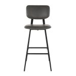 Foundry Black Metal Grey Faux Leather Contemporary Barstool (Set of 2)