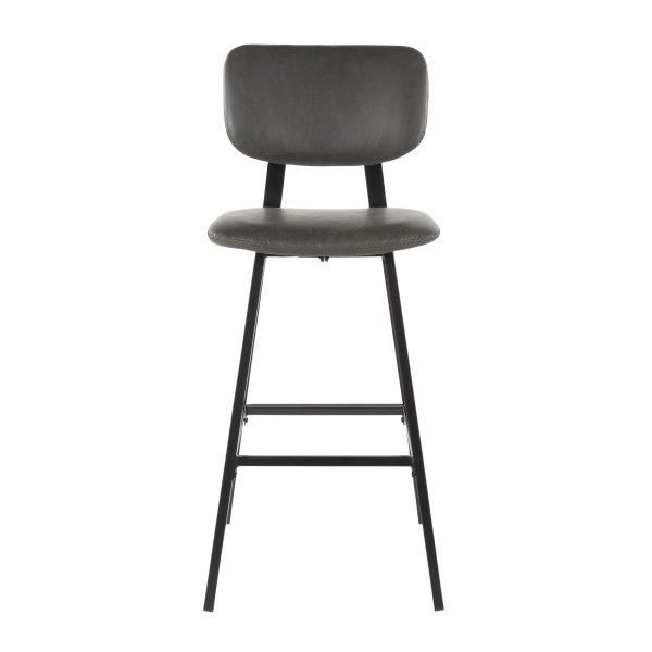Foundry Black Metal Grey Faux Leather Contemporary Barstool Set of 2 7