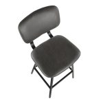 Foundry Black Metal Grey Faux Leather Contemporary Barstool (Set of 2)