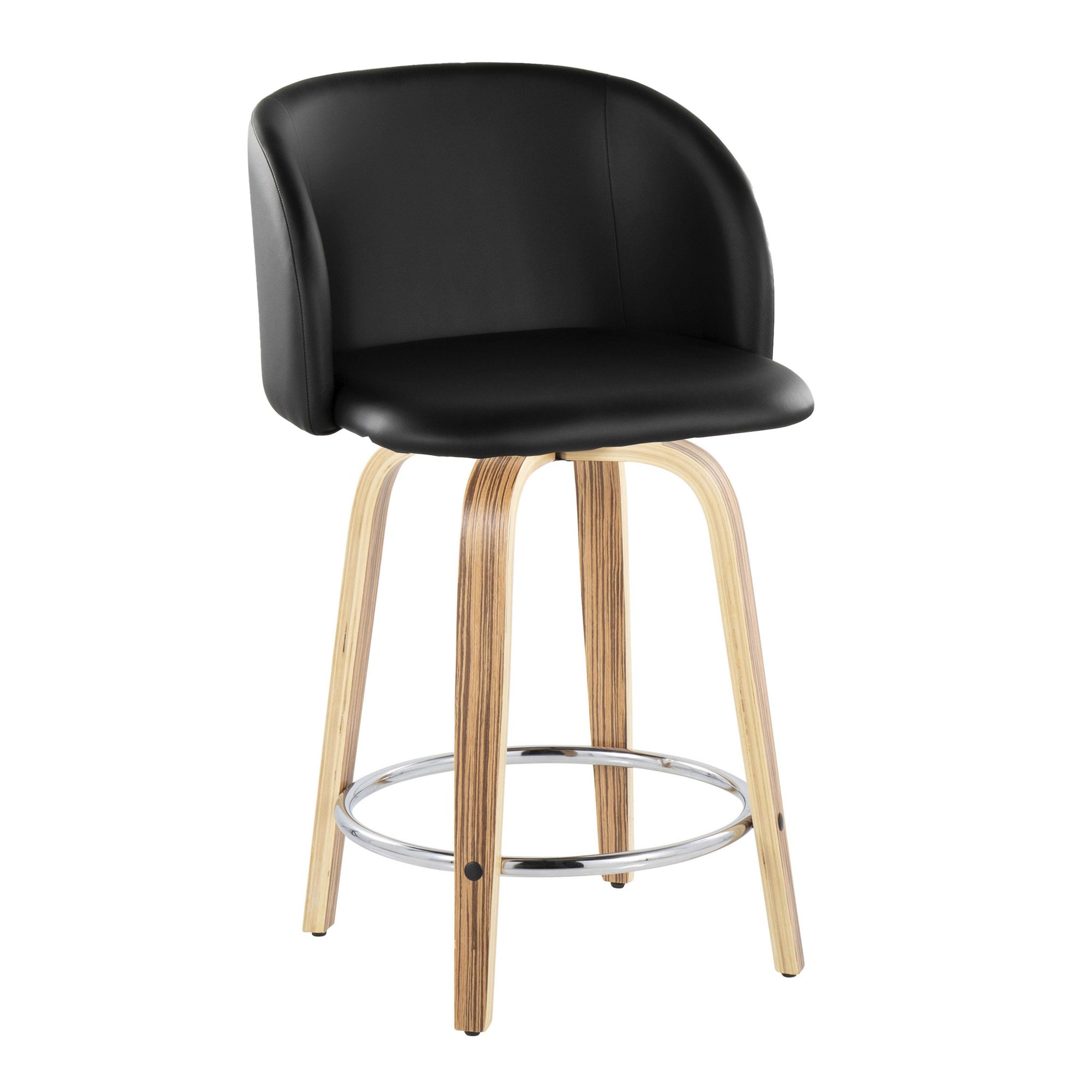 Fran 24 Mid-Century Zebra/Black Swivel Counter Stool (Set of 2) 4 Fran 24 Mid-Century Zebra/Black Swivel Counter Stool (Set of 2) - Image 4