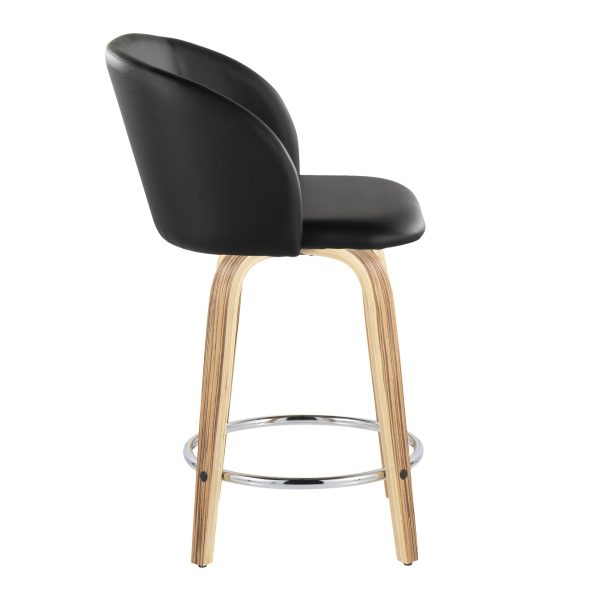 Fran 24 Mid Century ZebraBlack Swivel Counter Stool Set of 2 4