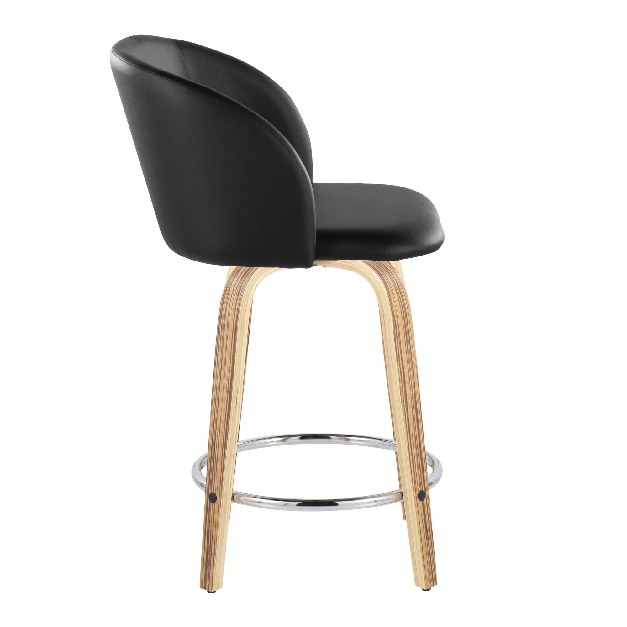Fran 24 Mid-Century Zebra/Black Swivel Counter Stool (Set of 2) 5 Fran 24 Mid-Century Zebra/Black Swivel Counter Stool (Set of 2) - Image 5
