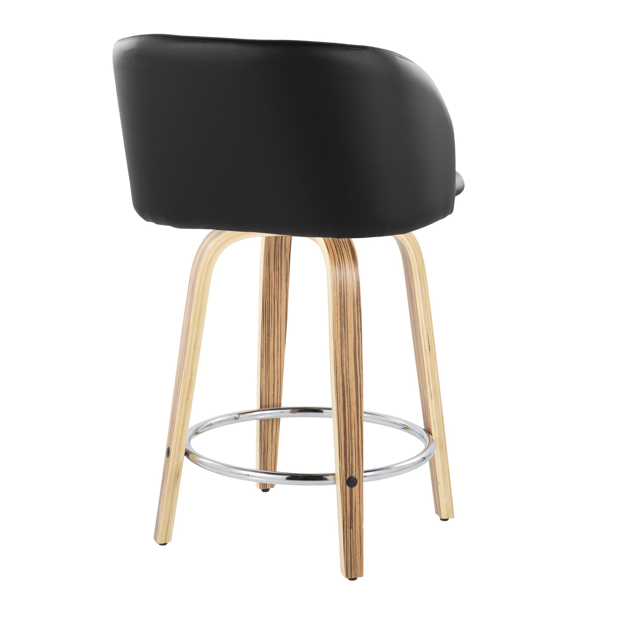 Fran 24 Mid-Century Zebra/Black Swivel Counter Stool (Set of 2) 6 Fran 24 Mid-Century Zebra/Black Swivel Counter Stool (Set of 2) - Image 6