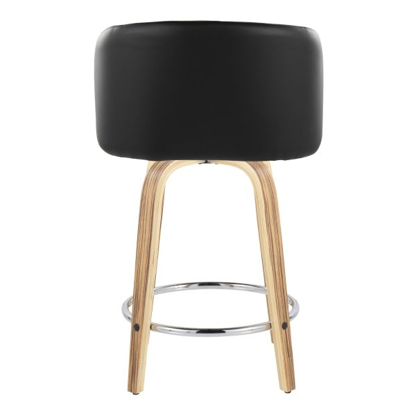 Fran 24 Mid Century ZebraBlack Swivel Counter Stool Set of 2 6
