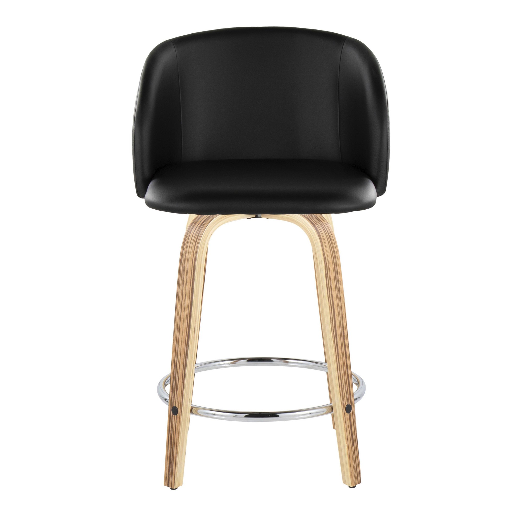 Fran 24 Mid-Century Zebra/Black Swivel Counter Stool (Set of 2) 8 Fran 24 Mid-Century Zebra/Black Swivel Counter Stool (Set of 2) - Image 8