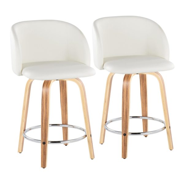 Fran 24 Mid Century ZebraWhite Swivel Counter Stool Set of 2 2
