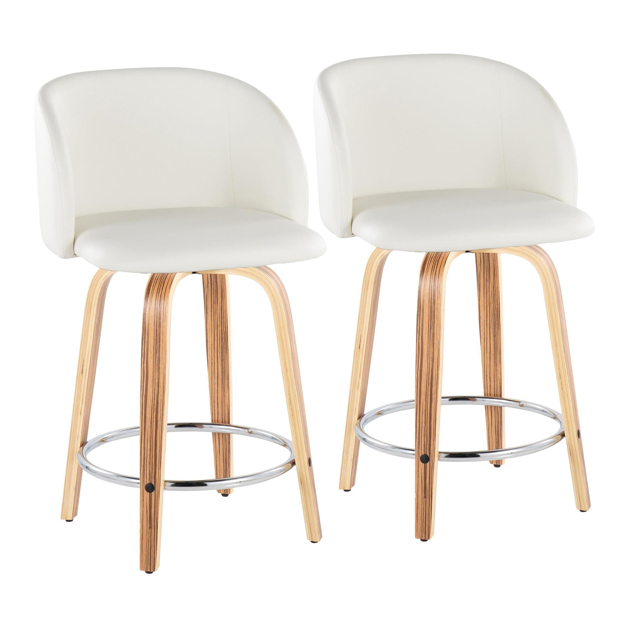 Fran 24 Mid-Century Zebra/White Swivel Counter Stool (Set of 2) 3 Fran 24 Mid-Century Zebra/White Swivel Counter Stool (Set of 2) - Image 3