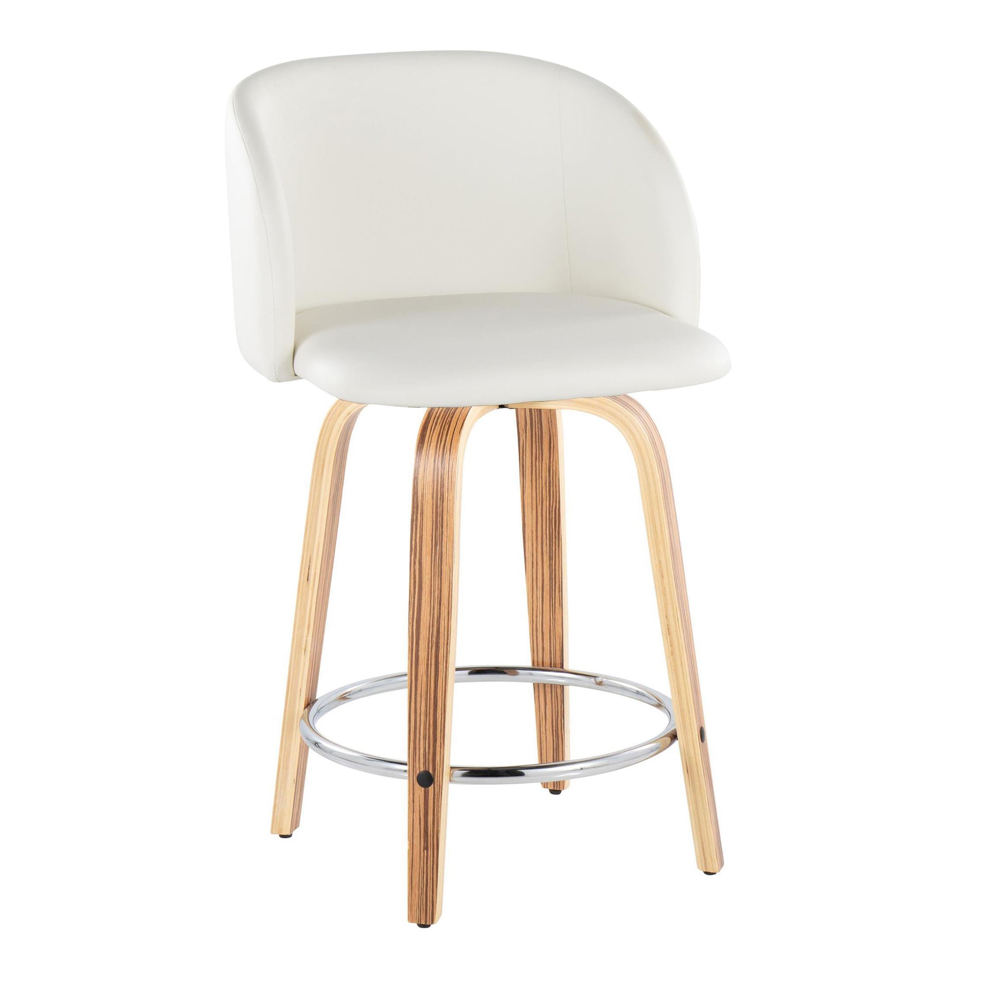 Fran 24 Mid-Century Zebra/White Swivel Counter Stool (Set of 2) 4 Fran 24 Mid-Century Zebra/White Swivel Counter Stool (Set of 2) - Image 4