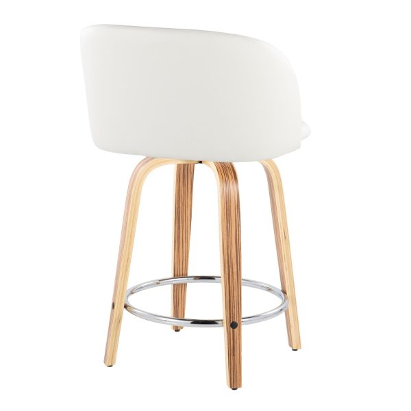 Fran 24 Mid Century ZebraWhite Swivel Counter Stool Set of 2 5