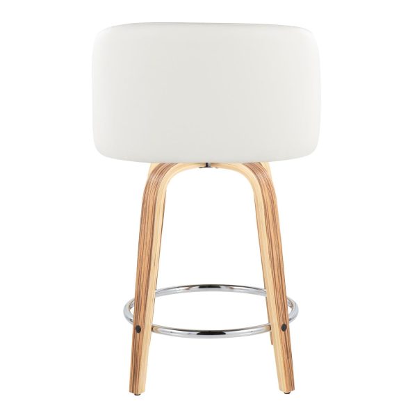 Fran 24 Mid Century ZebraWhite Swivel Counter Stool Set of 2 6